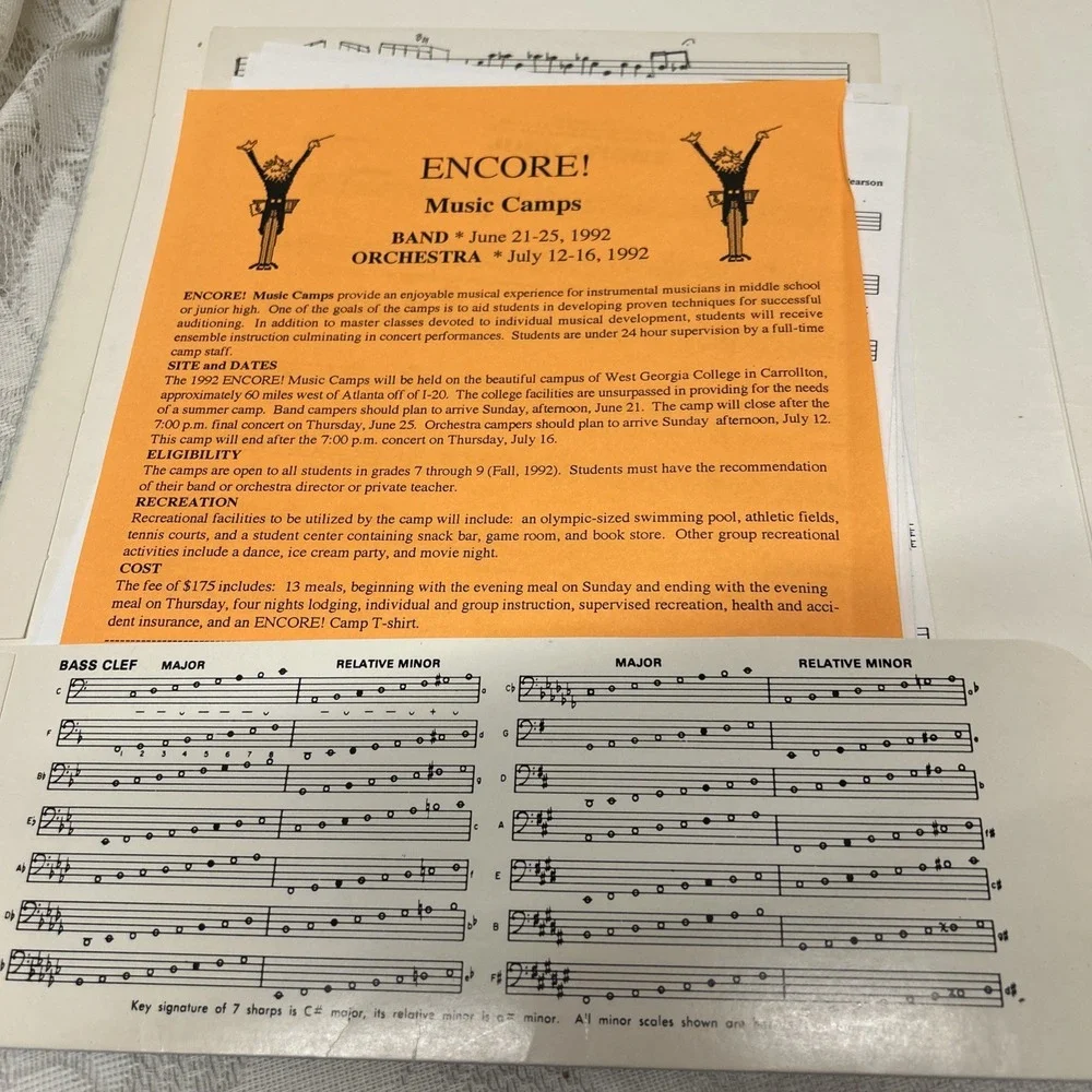 Vintage Trombone Folders, UGA Music Camp, Army Music Sheet‎ Music, 1992 Music